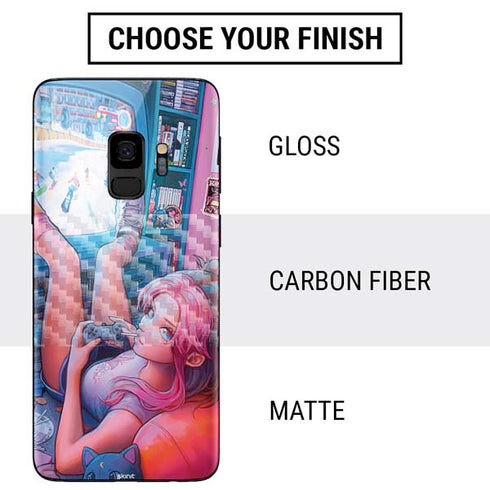 Pink Hair Anime Gamer Girl by Ivy Dolamore Galaxy S9 Skin